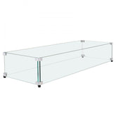 Glass Wind Guard for Rectangular Fire Pit Table 36 x 16 x 7.5 Inch, 0.31 inch Thick and Sturdy Tempered Glass Panel with Hard Aluminum Corner Bracket & Rubber Feet, Easy to Assemble